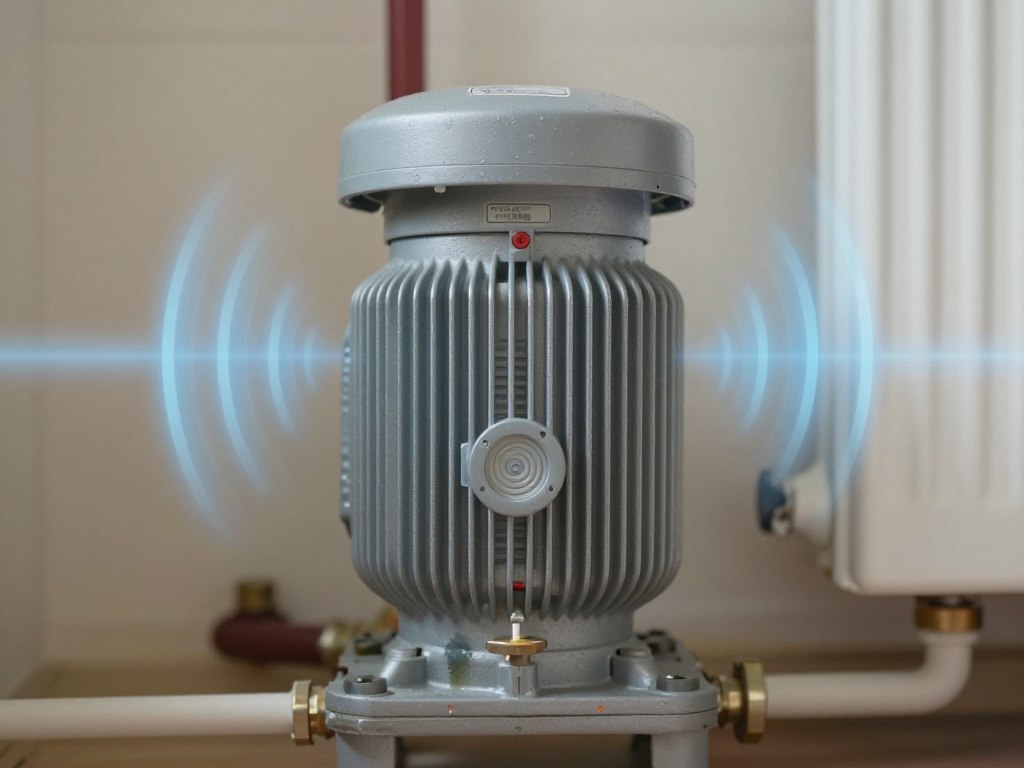 Central heating pump making a humming noise with sound waves visualized