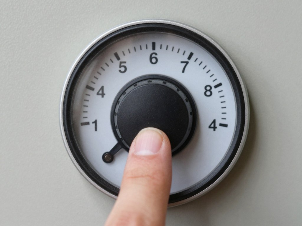 Close-up of central heating pump speed settings dial