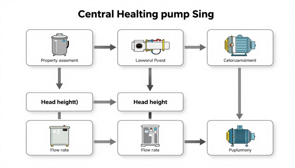 Decision flowchart for central heating pump sizing