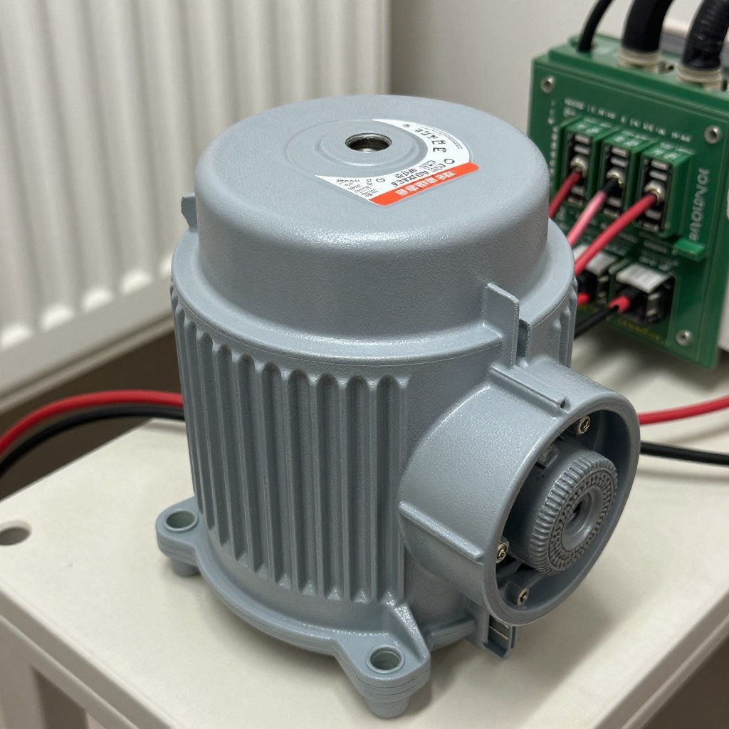 Electrical components of a central heating pump with wiring