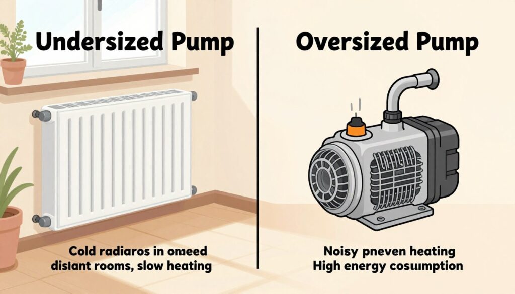 Signs of incorrectly sized central heating pump