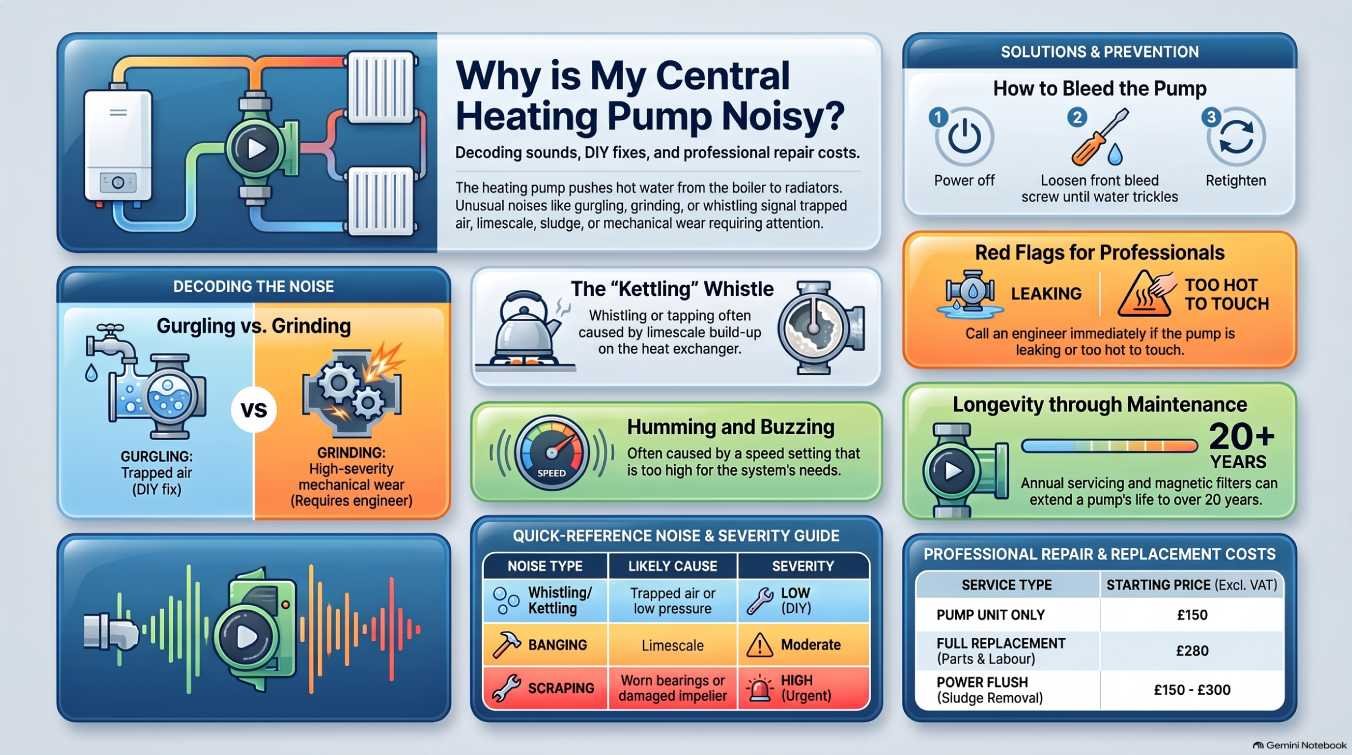 central heating pump noise