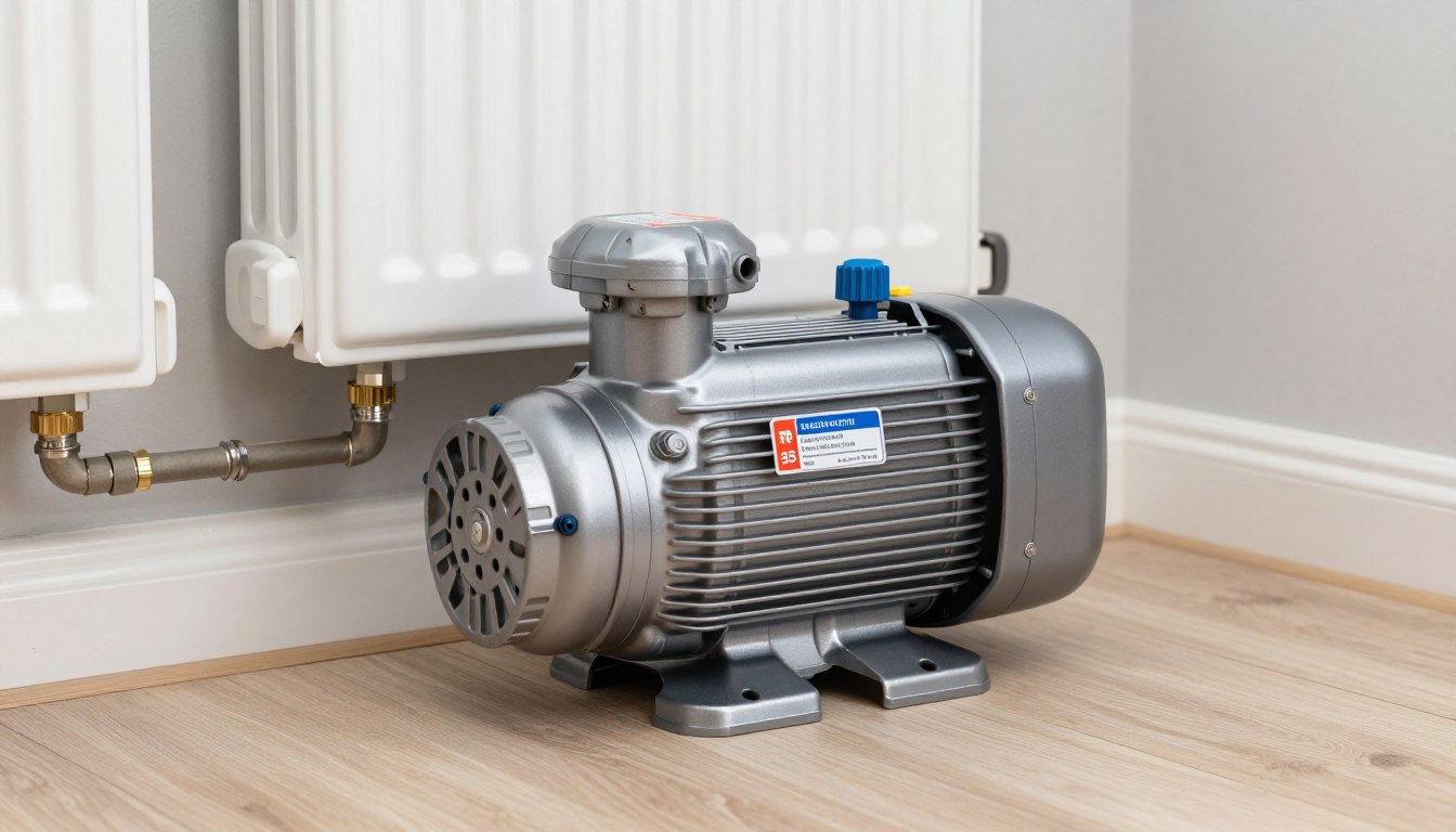 Central heating pump installed in a modern home heating system
