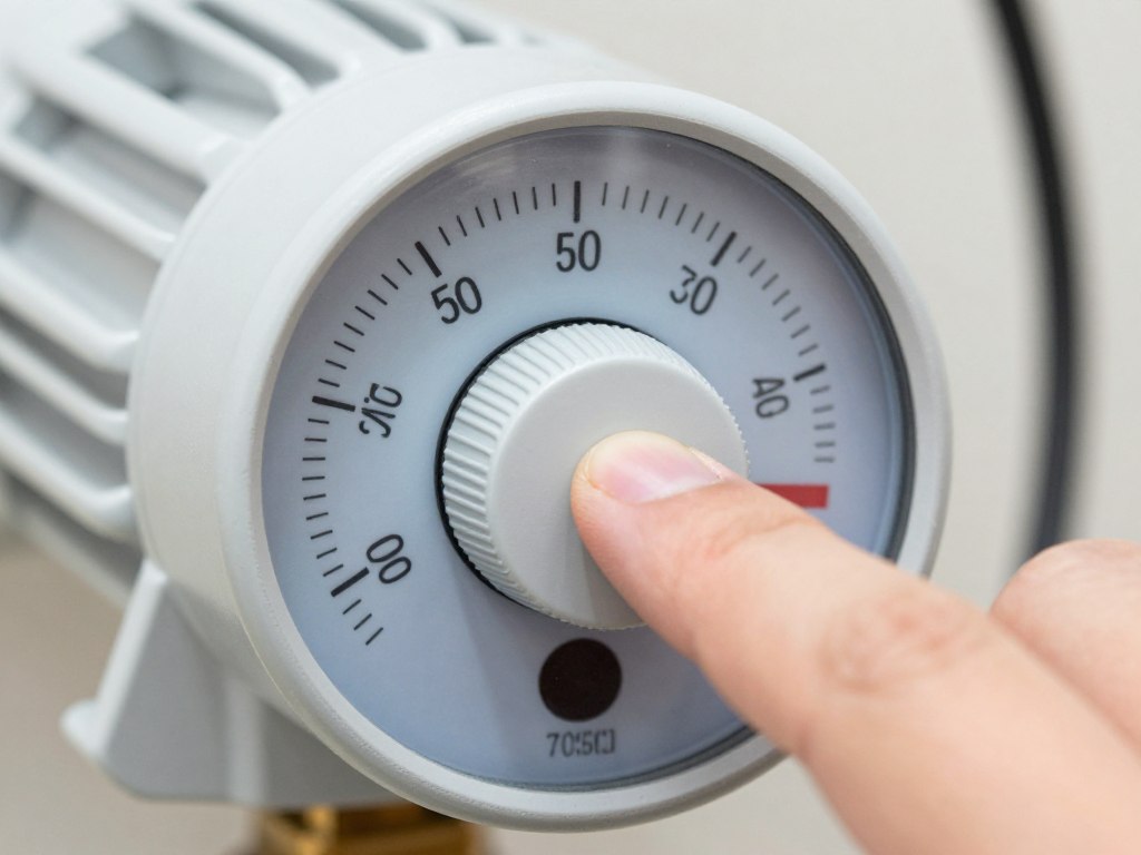 Close-up of central heating pump speed settings dial