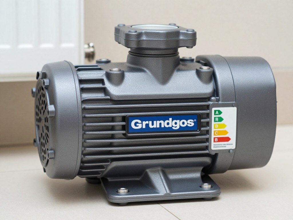 Grundfos central heating pump model with energy efficiency label