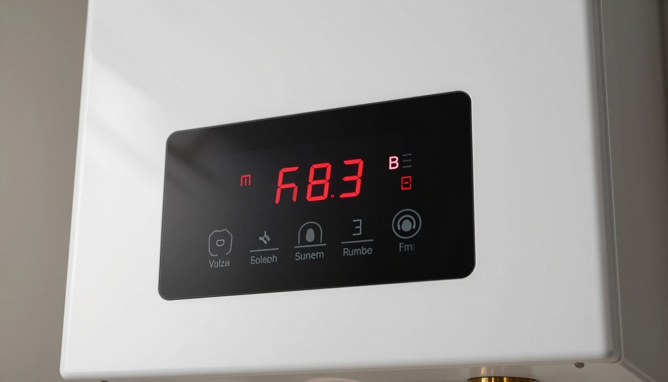 Vaillant boiler display showing F83 fault code error message