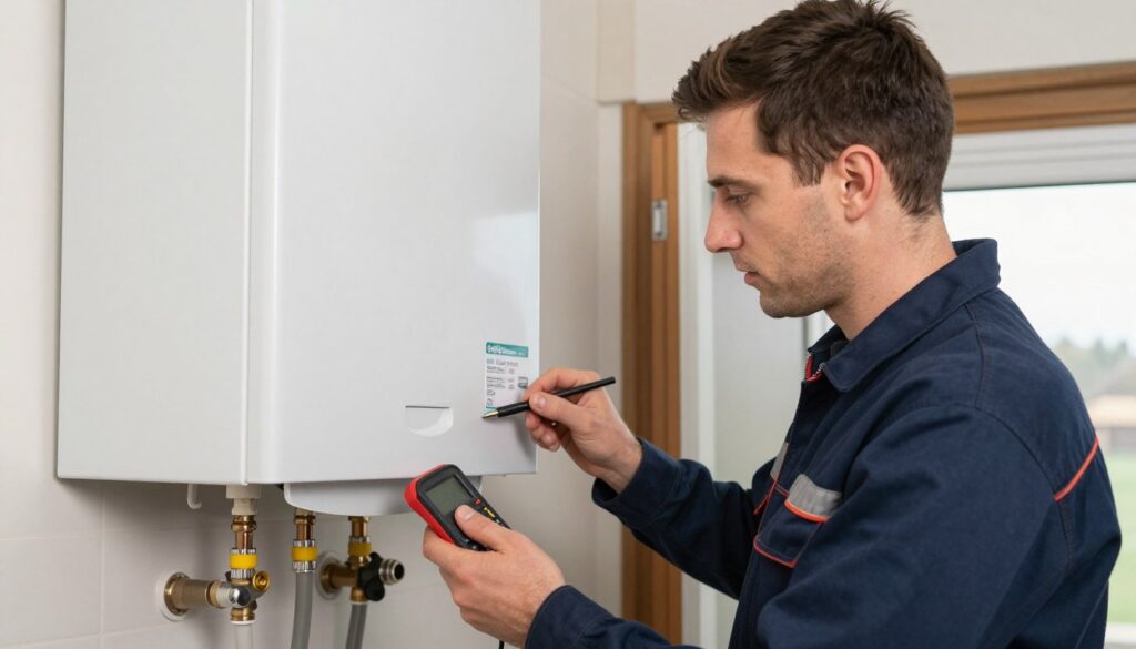 Gas Safe registered engineer repairing a boiler