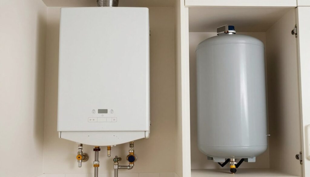 System boiler with external hot water cylinder installation