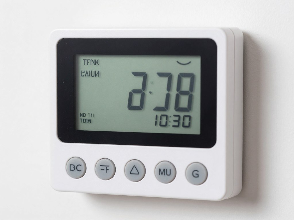 digital thermostat showing temperature settings for boiler control