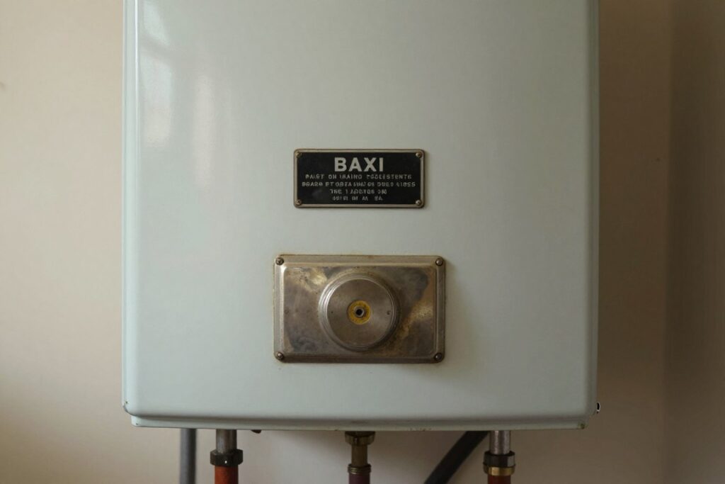 elderly back boiler from 1970s still functioning in UK home
