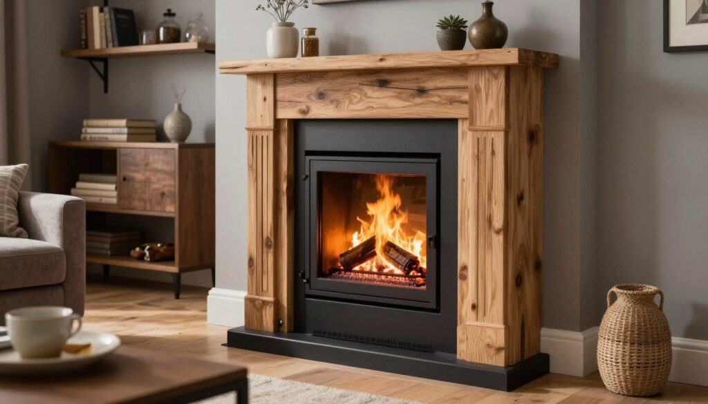 modern wood burning stove with back boiler supplying central heating