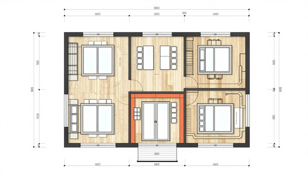 Home extension planning showing radiator provision for air source heat pump system