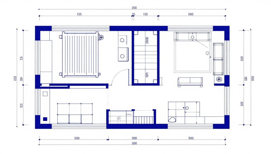 Wall space planning diagram for air source heat pump radiator installation